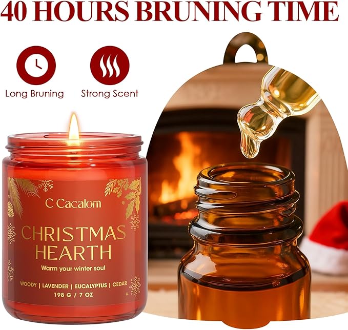 6 Pack Christmas Candles Gift Set, Scented Candles for Home, Soy Wax Luxury Decorative Candle Holiday Gift Set, Christmas Tree/Cookies/Hearth/Apple Cider/Spices/Vanilla Jar Candle