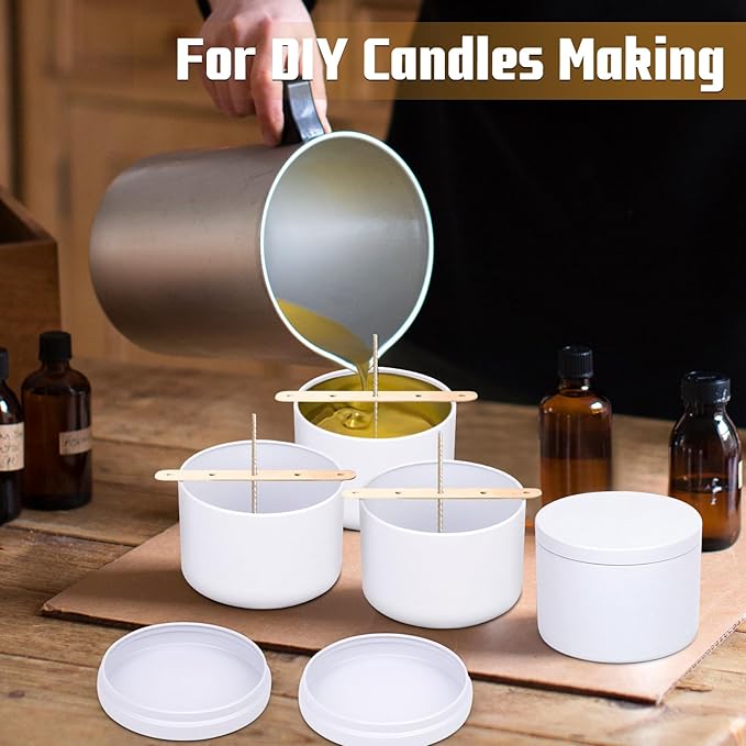 24-Pack Candle Jars, 12pcs 8oz + 12pcs 4oz Candle Tins with Lids, Empty Candle Jars for Making Candles Bulk Candle Containers - Matte White