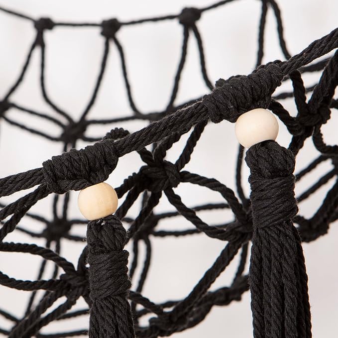 YKBU Stuffed Animal Toy Hammock Hanging- Macrame Toy Hammock with Tassels-Stuff Animals Organizer Storage Boho Large Corner Plush Toys Net Holder for Nursery, Play Room, Kids Bedroom (Black)