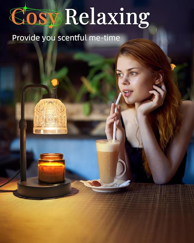 AIFEI Candle Warmer Lamp with Timer, Dimmable Adjustable Height Candle Lamp, Birthday Gifts for Women Mom Sister Friends, Candle Warmer Gifts New Home Decor, Candle Lamp Warmer with 2 Bulbs - Black