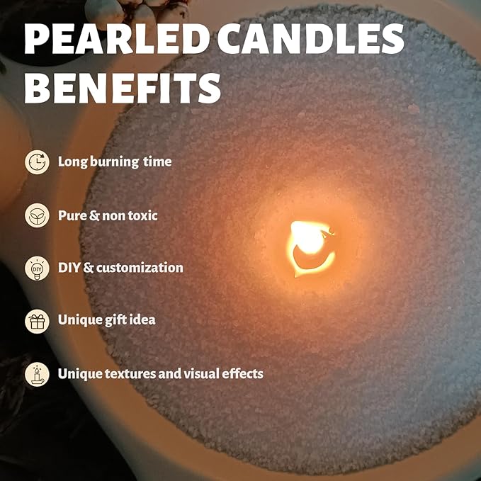 Unscented White Pearled Candle 18oz Luxury Sand Candle Granulated Wax - 30 Cotton Wicks – Wax for Candle Making Decorative Candles Smooth and Clean Burning Lasts up to 120 Hours