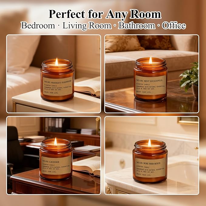 12 Pack Aromatherapy Candles for Home Scented, Aromatherapy Jar Candle Gifts for Women, Natural Soy Wax Amber Candle Set, Scented Candles Set for Birthday Day Present