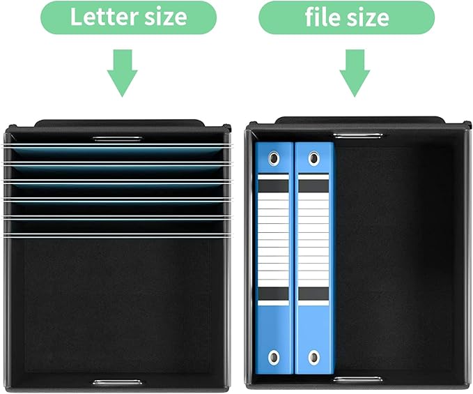 Huolewa File Organizer Box with Lid, Collapsible File Folder Organizer for Office Document Storage, Filing Box with Plastic Slide for Letter Size Hanging File Folders(1 Pack, Light Green)
