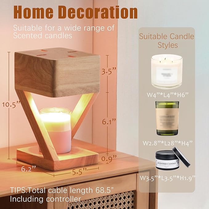 IN HAPPY Candle Warmer Lamp with Timer,Bedroom Home Decor Dimmable Wax Melt Warmer for Scented Wax with 2Pcs 50w Bulbs,Perfect for Jar Candles,Birthday Gifts for Women Mom