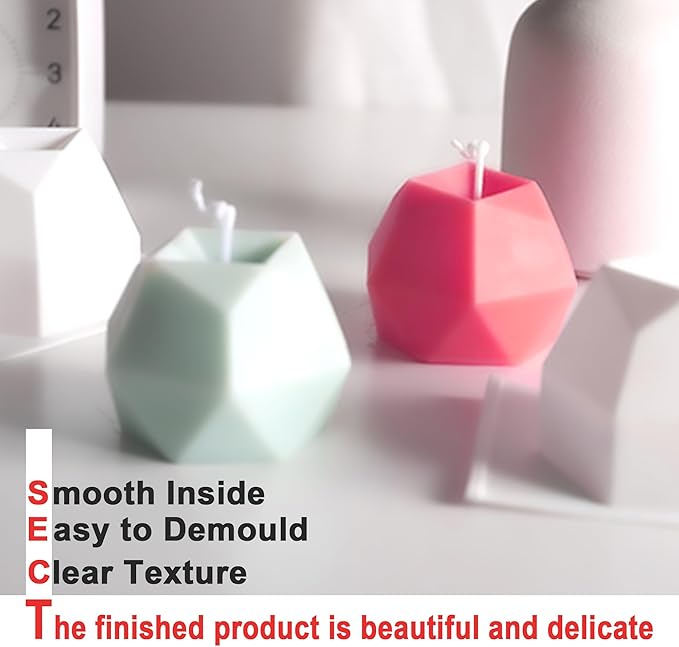 4Pcs Silicone Bubble Candle Molds Set for Making, 3D Cube Mold for Soy Wax, Soap, DIY Scented Candles, Cake