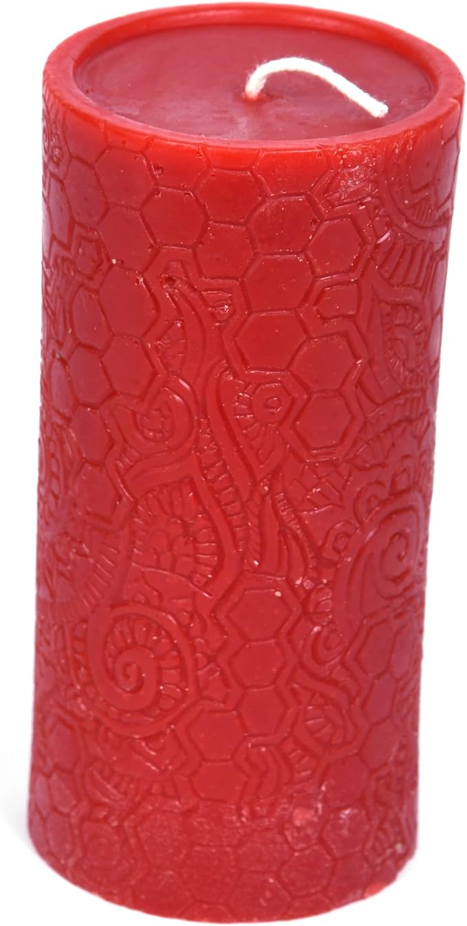 BeeTheLight Beeswax Pillar Candle - 100% Pure Bees Wax - Choose Your Size and Color - 72 Hour Burn Time - Fits 3x6 Holder - Unscented - Natural Light Honey Scent (Red Blossom, Large)