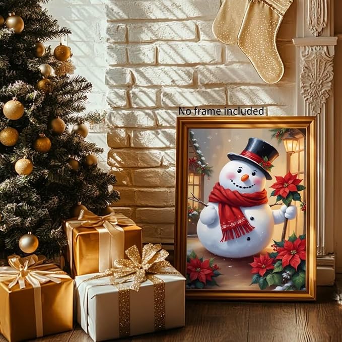 QZOTRXI 5D Snowman Diamond Art Painting Kits for Adults, Cute Christmas Snowman Round Full Drill Winter Diamond Art Crafts for Home Wall Decor Gift 8x10 Inch