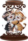 DIY Diamond Candlestick Holders Diamond Art Painting Wooden Home Decoration Candlestick Christmas Halloween Ornaments Double-Sided Diamond Cat Hug Candle Holder Kits Tabletop Decoration