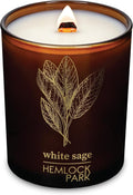 Hemlock Park Amber & Gold Wood Wick Candle Handcrafted with Natural Coconut Wax (Standard 7.2 oz, Sage)