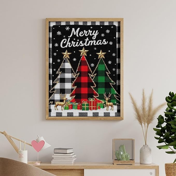 AIVKIEJK Diamond Painting Kits for Adults - Merry Christmas Tree Holiday Painting DIY 5D Full Drill Diamond Dots Paintings with Diamonds Gem Art and Crafts Home Decor 12"x16"