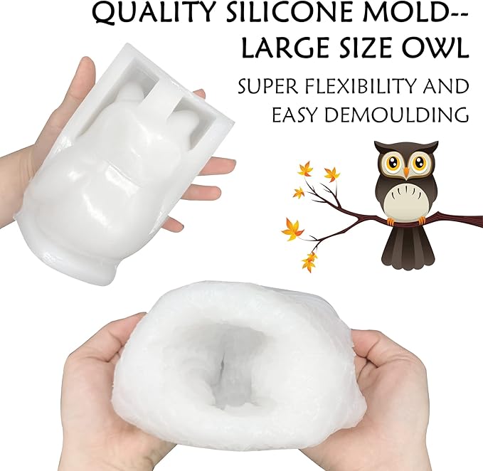 ZAKVOOR Large Owl Candle Silicone Molds Animal Resin Casting Mould for DIY Candle Making Polymer Clay Craft Plaster Home Decoration