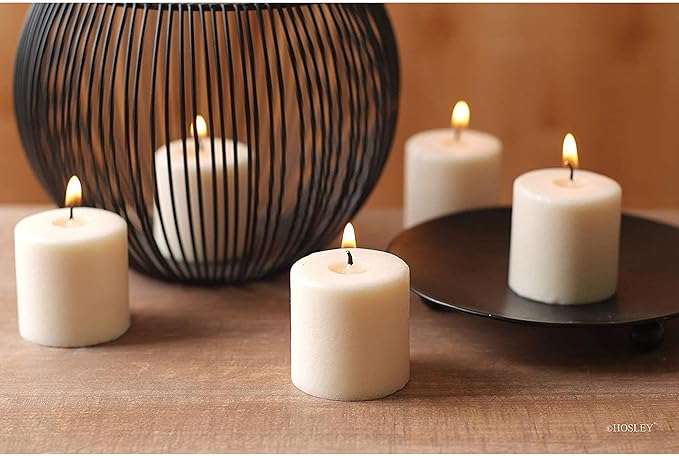 Hosley Set of 30 Unscented White Votive Candles – Bulk Pack, Clean-Burning, Long-Lasting 10-12 Hour Burn Time – Ideal for Weddings, Home Décor, Spa, and Events