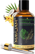 MAYJAM Coconut & Vanilla Fragrance Oils Essential Oil - Coconut & Vanilla Oil for Diffusers, 3.38FL.OZ/100ML Large Volume Fragrance Oil with Premium Glass Dropper