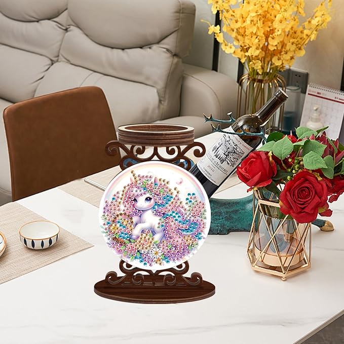 TDFERAN Diamond Painting Candlestick Holders Diameter 5cm Paint by Numbers Kit for Adults Candle Holders Dining Table Decor Candle for Table Sticks Holder Decor Unicorn