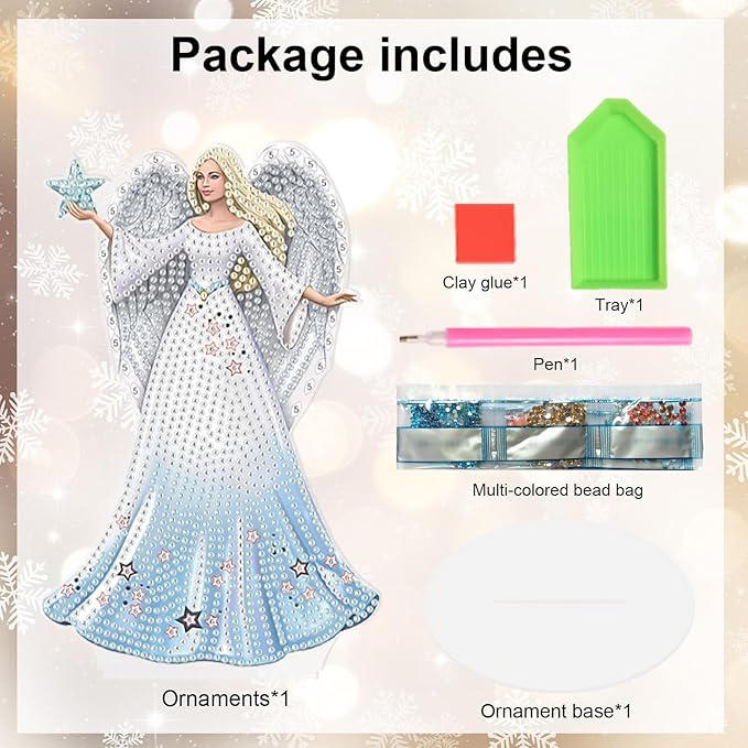 antor DIY Diamond Painting Desktop Ornament Kit, Angel Figurine Acrylic Tabletop Diamond Art Decoration for Adults, Special Shape Crystal Diamond Painting Table Top Home Office Decor
