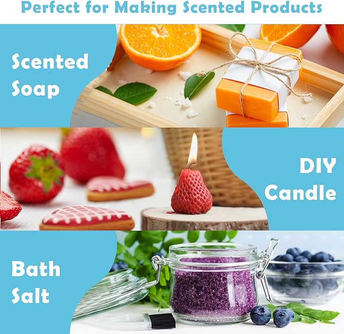 Fruit Fragrance Oil for Candle Soap Making, 10x30ml Holamay Essential Oils for Diffusers for Home, Coconut, Strawberry, Mango, Pineapple, Large Size Diffuser Oils Gift Set