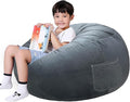 Lukeight Stuffed Animals Storage Bean Bag Chair Cover Only (Ships Empty, No Filling) - Velvet YKK Zipper Beanbag Cover for Big Kids and Teens, Washable Plush Toy Organizer, XX-Large 36" D x 20" H