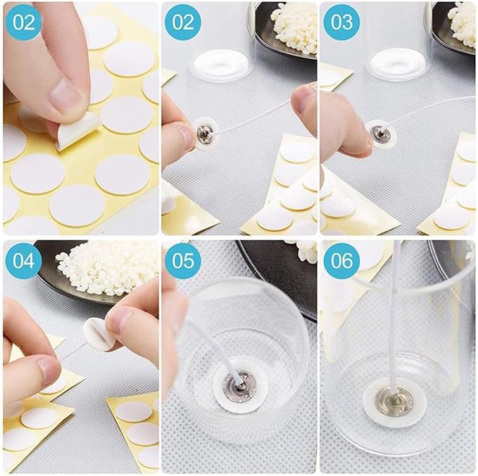 Pack of 20 Sheet Secure and Reliable Candle Wick Stickers Adhesive Heat Resistant Stickers Great for DIY Candle Making, As Pictures Shown