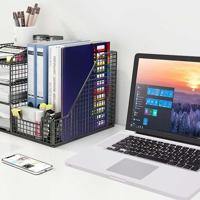24 Pockets Expanding File Folder Organizer,Accordion File Organizer,A4 Letter Size,Rainbow Tab, for Home/Office/School Document Organizer (Blue)