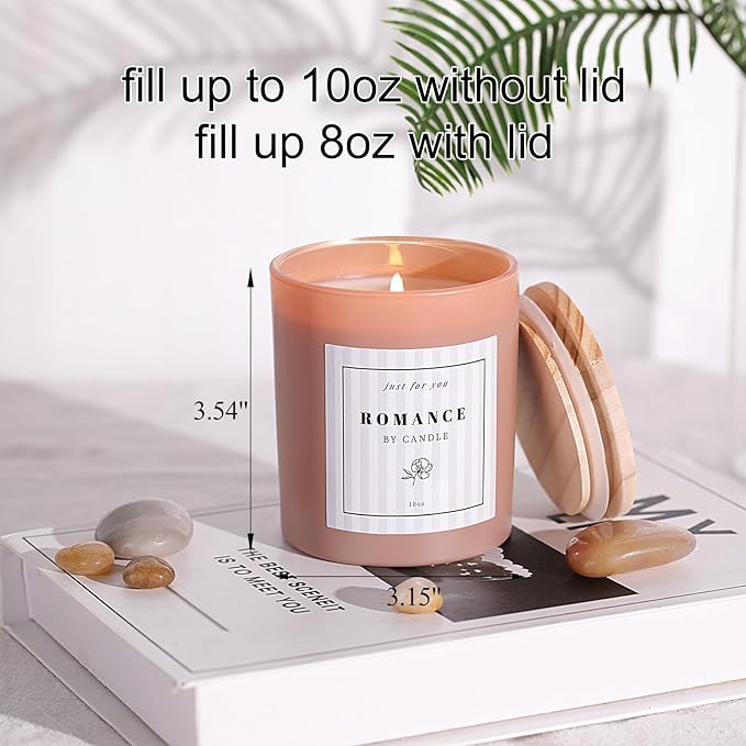 REISEN 12Pcs Assorted Amber Candle Jars for Making Candles, 10oz Empty Candle Jars with Bamboo Lids and Labels, Glass Jars for Candle Making Supplies, Candle Containers for DIY Gifts