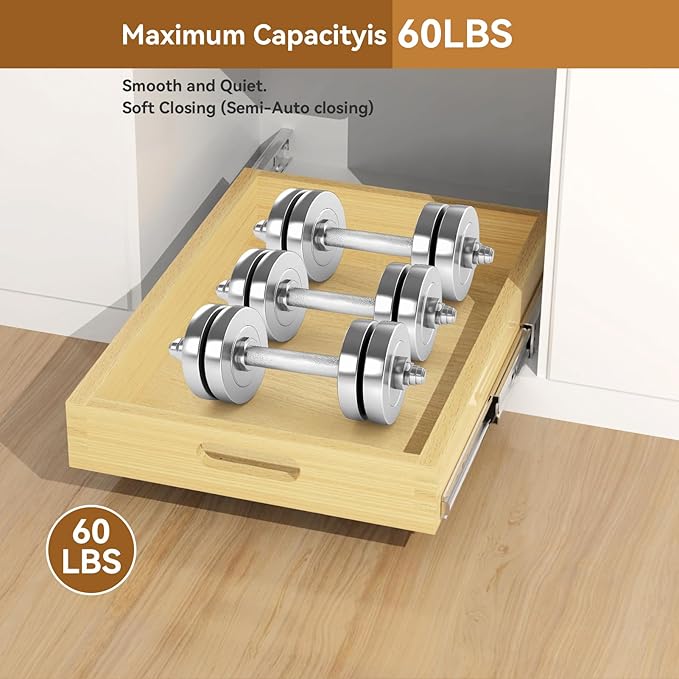 Pull Out Cabinet Organizer, Soft Close Wooden Drawer Storage Shelves for Kitchen, Durable Base Cabinet Solution for Pantry (18”W*21”D)