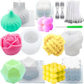 Silicone Candle Molds Big Set for Candle Making With Wicks, 6Pcs 3D Resin Mold for Wax Candle Soap DIY Scented Candle, White