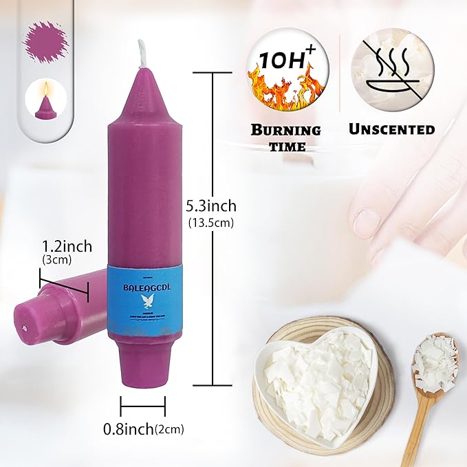 Handmade Unscented Taper Candles Long Lasting Twisted Purple Candles, 5 Inch Long Flameless Smokeless Design Elegant for Home Décor Weddings Festive Seasons