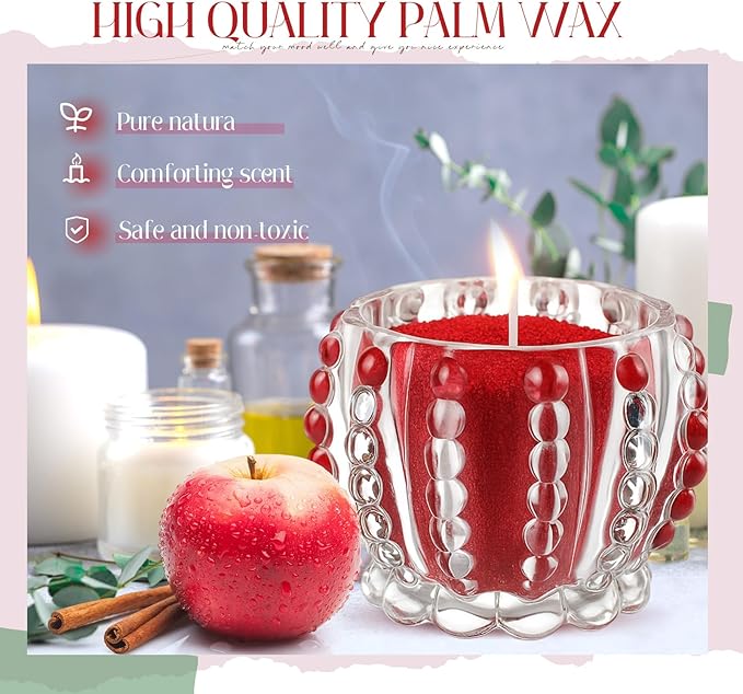 Pearled Scented Candle 2.2 lb Sand Wax Scented Sand Candle Mother's Day Kit for Women Love Gifts with Box 50 Wicks for Mother's Day Wife Couples Mother(Red,Apple Cinnamon Scent)