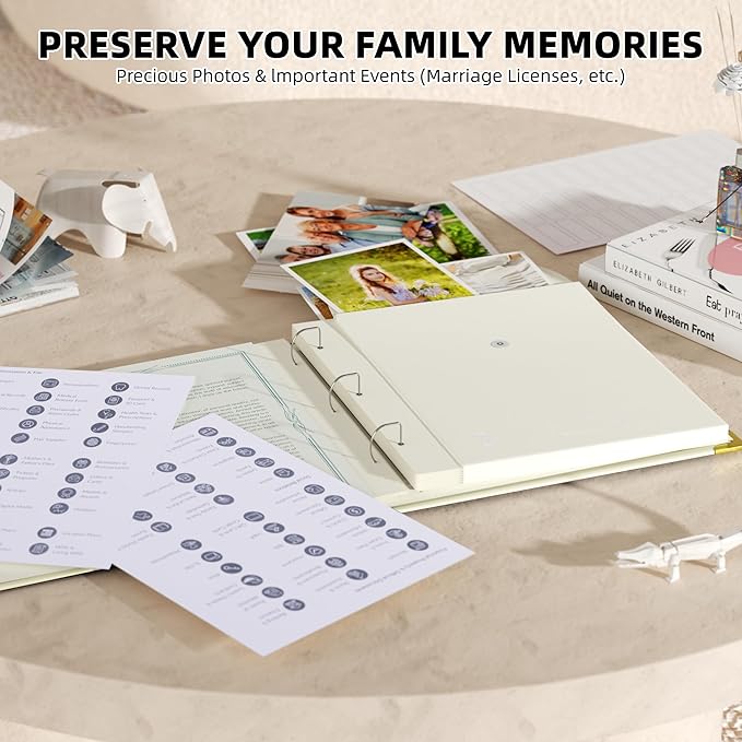 3-Ring Important Document Organizer Life File Manager with Labels Folder Organize Sturdy Hardboard Expanding Pockets for Important Papers, Passports, Letters, Birth Certificates
