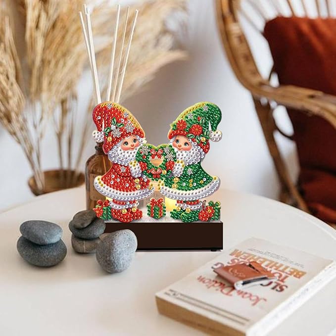 TDFERAN Diamond Art Kits for Adults Candlestick Holders Christmas 12x11cm Diamond Painting Candle Holder Candle Sticks Holder Decor for Pillar Candles for Halloween Decorations Santa Claus