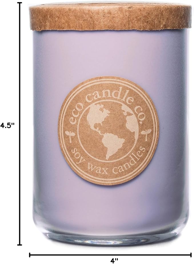 ECO CANDLE CO. Recycled Candle, Pure Lilac, 26 oz. Double Wick - Scents of Pure Lilac Bushes - 100% Soy Wax, No Lead, Kraft Paper Label & Lid, Hand Poured, Phthalate Free, Midwest Grown Soybeans