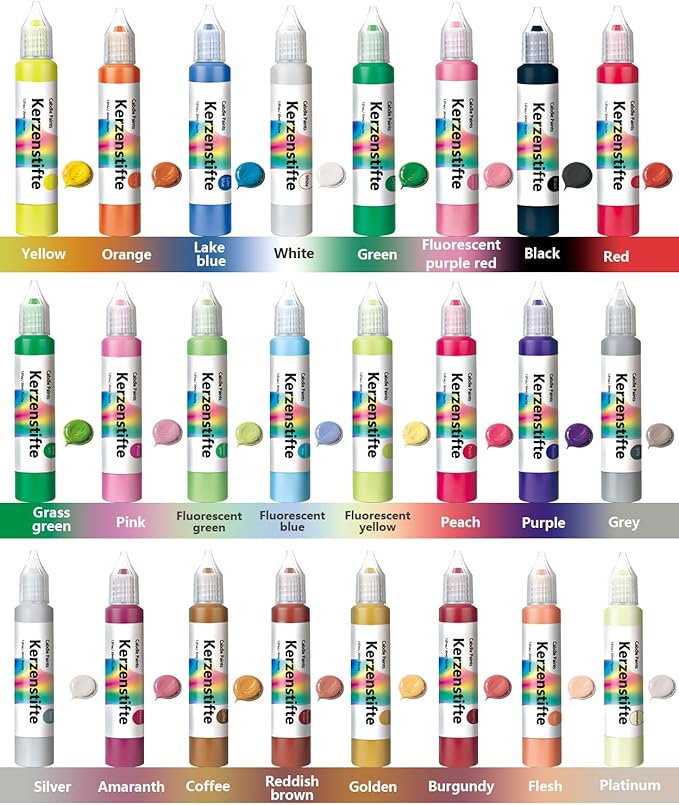 GooBoom Candle Wax Pen, 24-Color Candle Painting kit for DIY Projects, Birthday Party, Special Occasions Create Colorful Candles, Acrylic Paints Safe and Non-Toxic(30ML/1.01OZ)