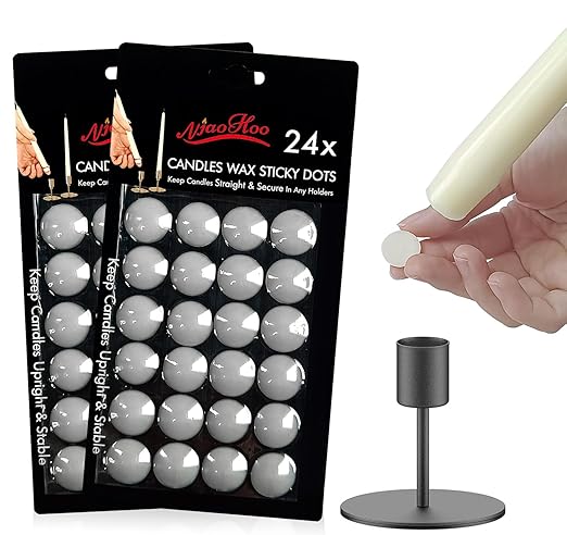 NJAO HOO Candle Sticky Dots Candle Adhesive Taper Candle Accessories Candle Wax Dots Round Double Sided Adhesive Small Candle Accessories(48 Dots)