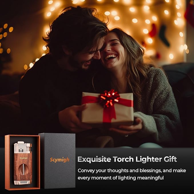 Torch Lighter, All-in-one Windproof Lighter with Tool, Holder, Dual Jet Flames, Refillable Butane Lighter for Candle, Travel, Multifunctional Accessories, Gifts for Men(Butane not Included)