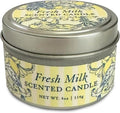 Greenwich Bay Hand-Poured Scented Candle in Decorative Tin – 4 oz/114 g Travel Candle with Lead-Free Wick, Vegetable Wax, Long-Burning Aromatherapy Gift, Single Wick – Made in USA (Fresh Milk)