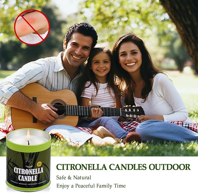 Citronella Candles Outdoor Set, 2 Pack Jar Candle for Patio Camping Backyard Picnic, Scented Candles Sets Gifts for Men Women, 9 Oz Bug Non Toxic Mosquito Candles Repellent Back to School Gifts
