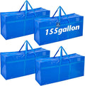 Windyun 4 Pack 155 Gallon Extra Large Moving Bags XXL Heavy Duty Storage Bag with Strong Zipper Handle Jumbo Big Tote Box Foldable for College Dorm Travel Clothes Duffle Blanket Pillow(Blue)