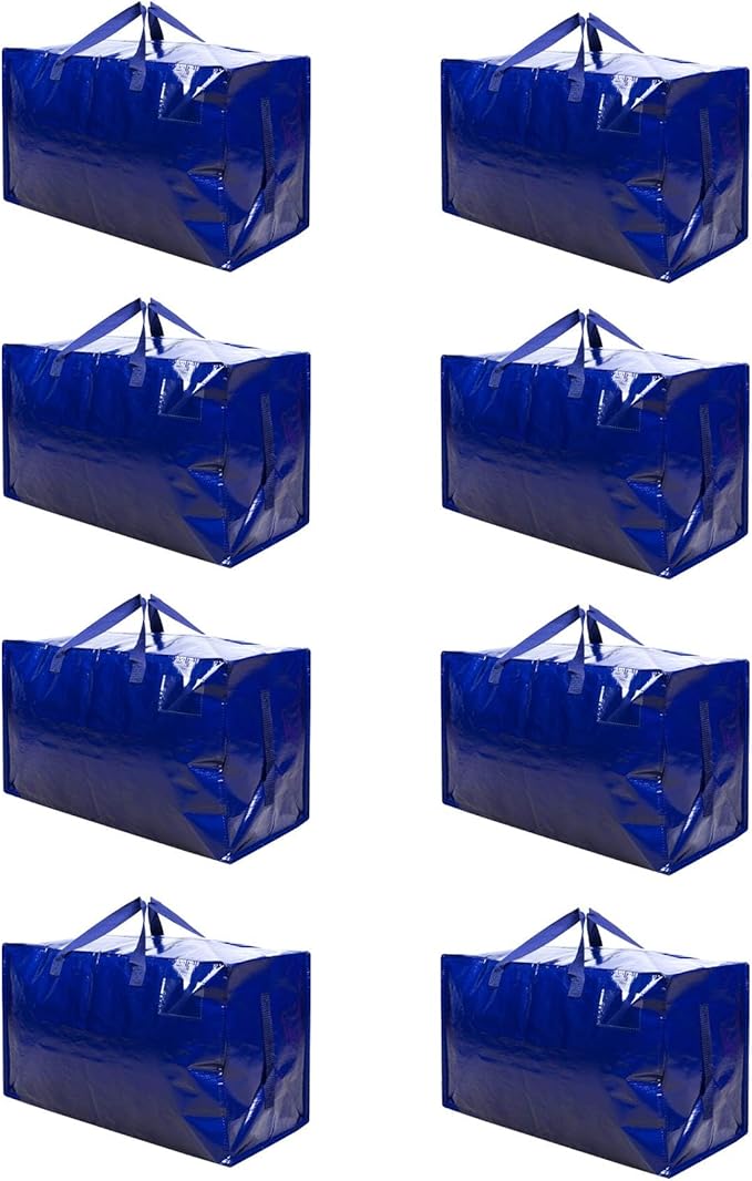 VENO 8 Pack Extra Large Heavy Duty Moving Bags with Wide Opening & Reinforced Handles, Reusable Storage Tote Bags with Strong Zippers for Clothes, College Dorm Essentials & Moving Supplies