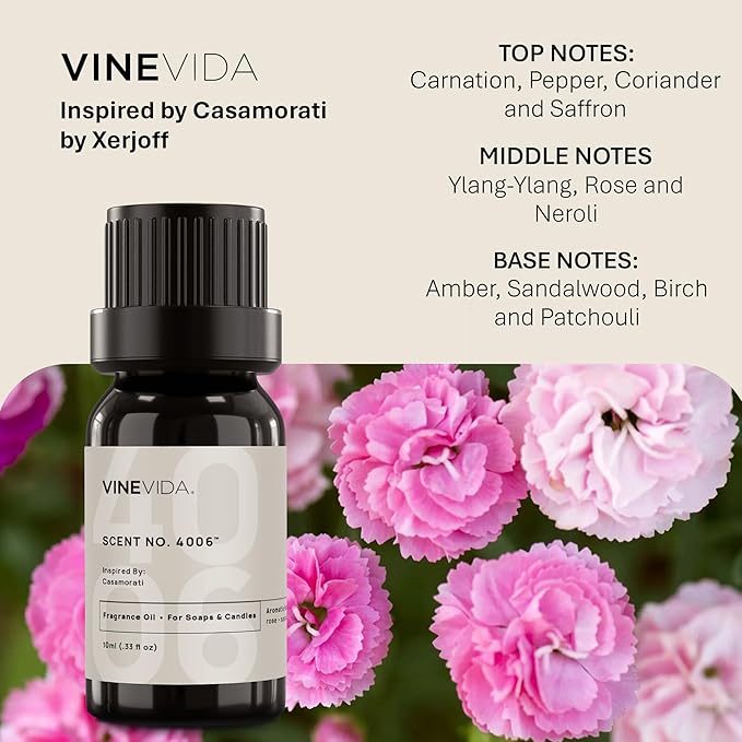 VINEVIDA [10mL] Casamorati Fragrance Oil for Candle Making - Natural Candle Oil Scents - Soap Making Essential Oil - Made in USA