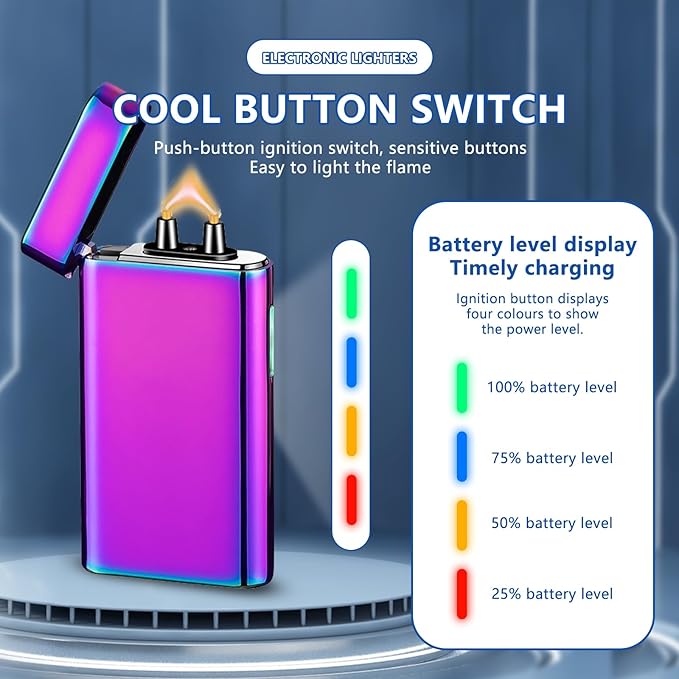 SKRFIRE Plasma Lighter Arc Lighters USB Rechargeable Lighter Windproof Electric Lighters with Multi-Mode Flashlight, Digital Battery Display, Perfect for Camping, BBQ & Outdoor Survival（Color）