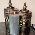 Pearled Candle 16 Oz - Unscented Non-Toxic Smoke-Free Paraben-Free Long Lasting Pearl Bead Candle Holiday Gift w/ 20 Disposable Wicks Lasting 100+ Hours (Slate Gray)