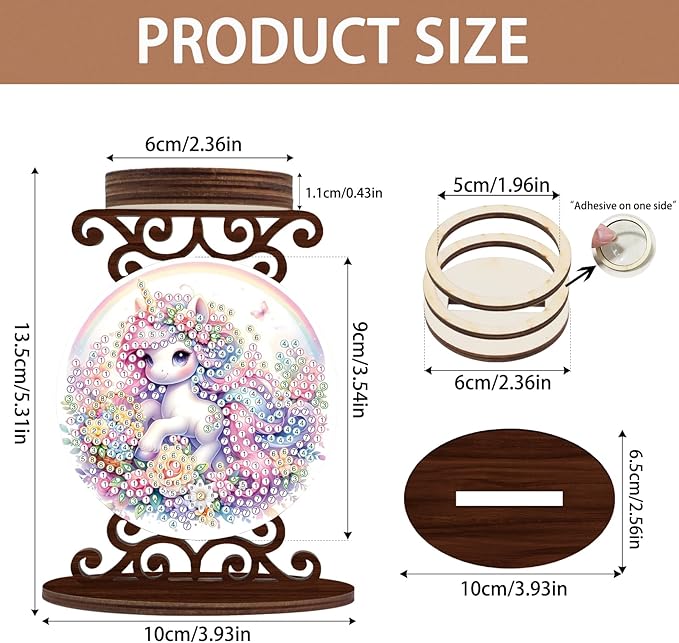 Diamond Art Painting Candlestick Holder kits, Unicorn DIY shaped crystal Diamond partial art painting, woodiness Candle holder for AromaRelax & Home Decor, Christmas Halloween Ornaments (Double-Sided)