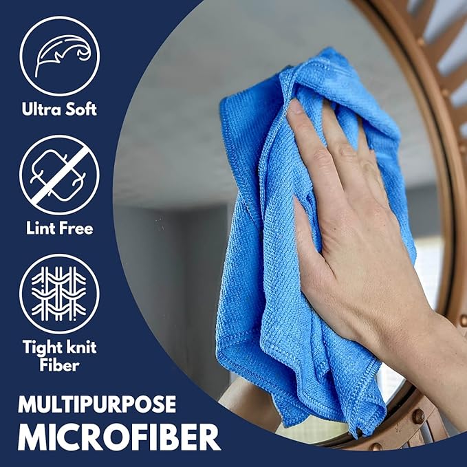 USANOOKS Microfiber Cleaning Cloth - 6 Pcs 11.5"x11.5" - High Performance - 1200 Washes, Ultra Absorbent Towels Weave Grime & Liquid for Streak-Free Mirror (Pack of 6)