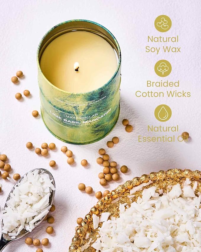 M&SENSE Spring Candle,Lime Basil Mandarin Scented Candles,Non Toxic Candle, Aromatherapy Candle for Stress Relief Meditation Relaxing, Housewarming Gifts for Women, 11.3oz