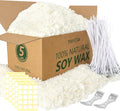 FUHITIM Soy Candle Wax for Candle Making 5 lbs Bag, Premium Natural Soy Wax Flakes, No additives and Pure, 100 Cotton Candle Wicks, 100 Wick Stickers, & 2 Centering Devices