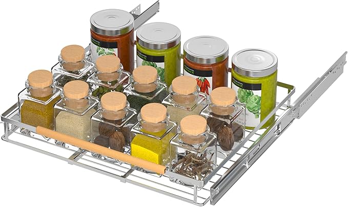 iPEGTOP 2 Pack Pull Out Cabinet Drawer Shelf Organizer, Extendable Sliding Slide Out Pantry Shelves Storage Heavy Duty for Kitchen Cabinets Under Sink, Adjustable Width 12.1~18.4" W x 22.4" D