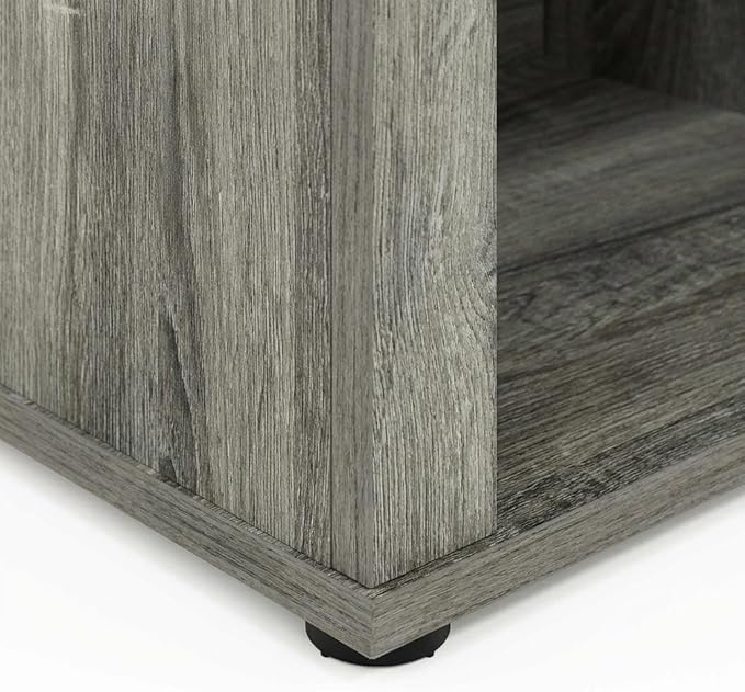 Furnifact French Oak Grey TV Stand with Fireplace, Classic 70-Inch Wood Entertainment Center, Modern Design, Ample Storage, Durable Construction
