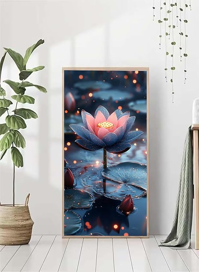 Plant Diamond Art Kits Adults, 5D Diamond Painting Candle, DIY Round Full Drill Crystal Art Kits for Adults, Rhinestone Embroidery Cross Stitch Gem Paintings Kits for Room Decor, Gifts 8x16in 7N46-0R