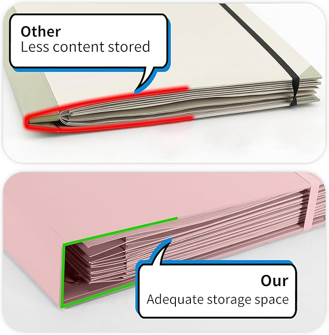3-Ring Folder Organize Sturdy Hardboard Important Document Organizer with Expanding Pockets for Home, School, Office Use (Pink)