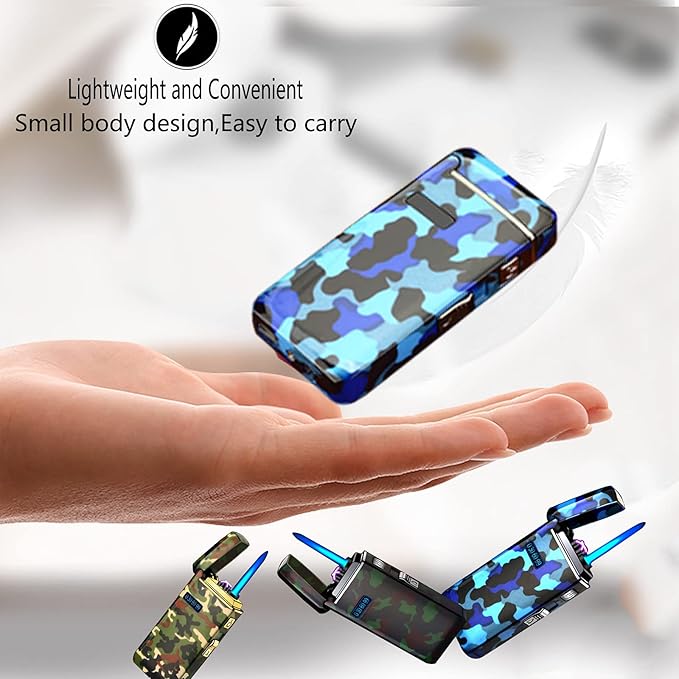 Arc Jet Flame Torch Lighter, 2 in 1 Electric USB Rechargeable Windproof Infinity Lighter, Refillable Butane for Cigar, BBQs, Fireworks, Candle, Camping (Camouflage A)